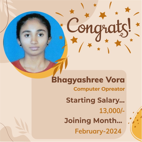 Placed candidate Bhagyashree Vora