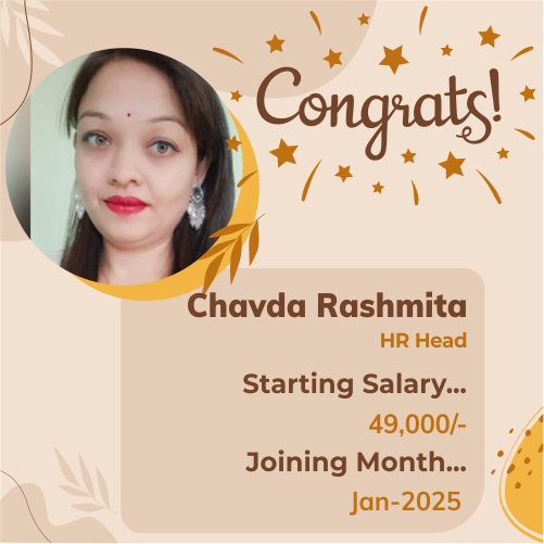 Placed candidate Chavda Rashmita
