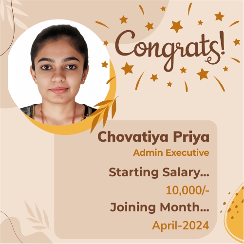 Placed candidate Chovatiya Priya