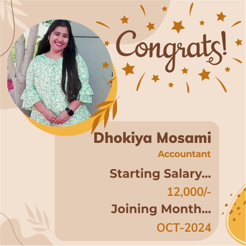 Placed candidate Dhokiya Mosami