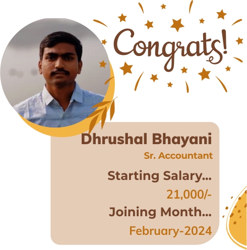 Placed candidate Dhrushal Bhayani