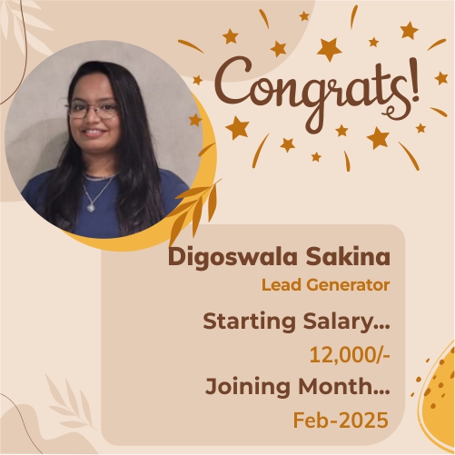 Placed candidate Digoswala Sakina