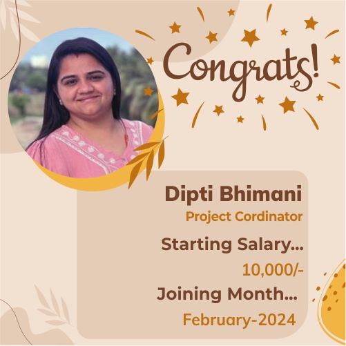 Placed candidate Dipti Bhimani