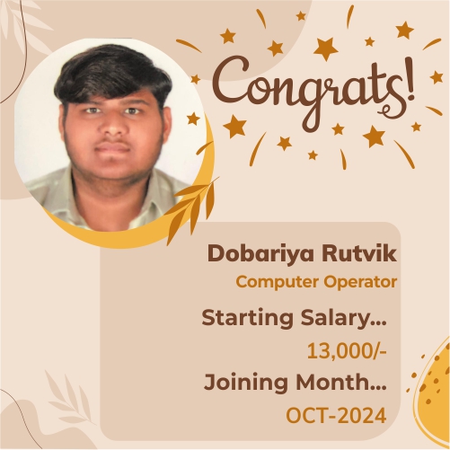 Placed candidate Dobariya Rutvik