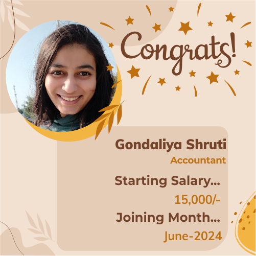 Placed candidate Gondaliya Shruti