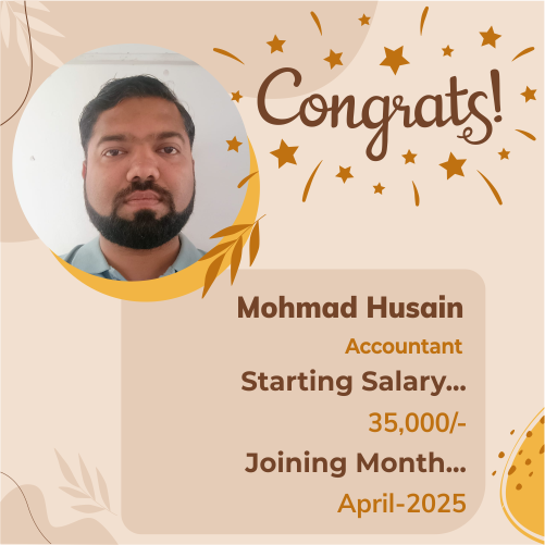 Placed candidate Mohmad Husain 