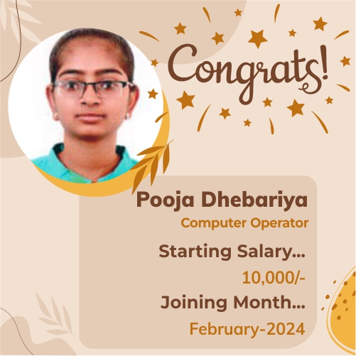 Placed candidate Pooja Dhebariya