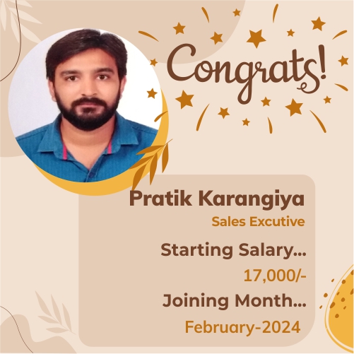 Placed candidate Pratik Karangiya