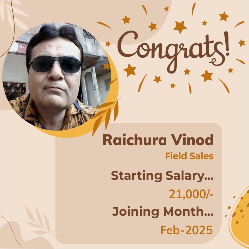 Placed candidate Raichura Vinod