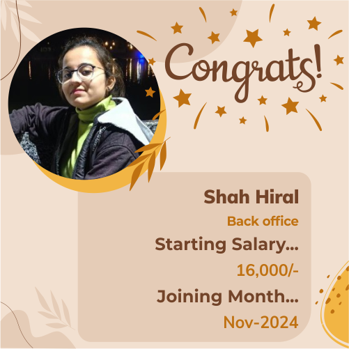 Placed candidate Shah Hiral