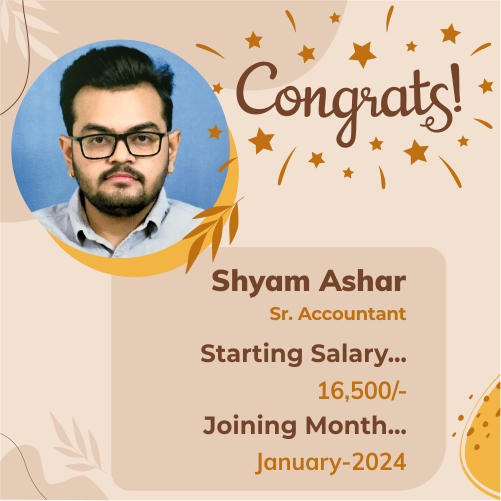 Placed candidate Shyam Ashar