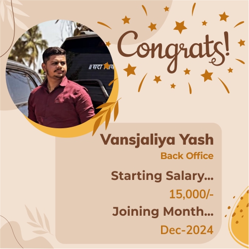 Placed candidate Vansjaliya Yash