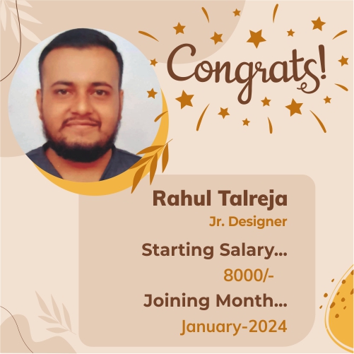 Placed candidate rahul talreja